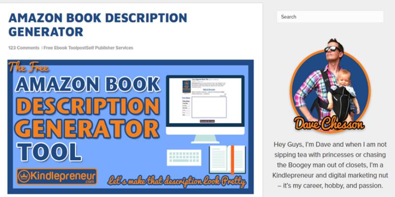 The Free Amazon Book Description Generator Tool @DaveChesson #authors # ...
